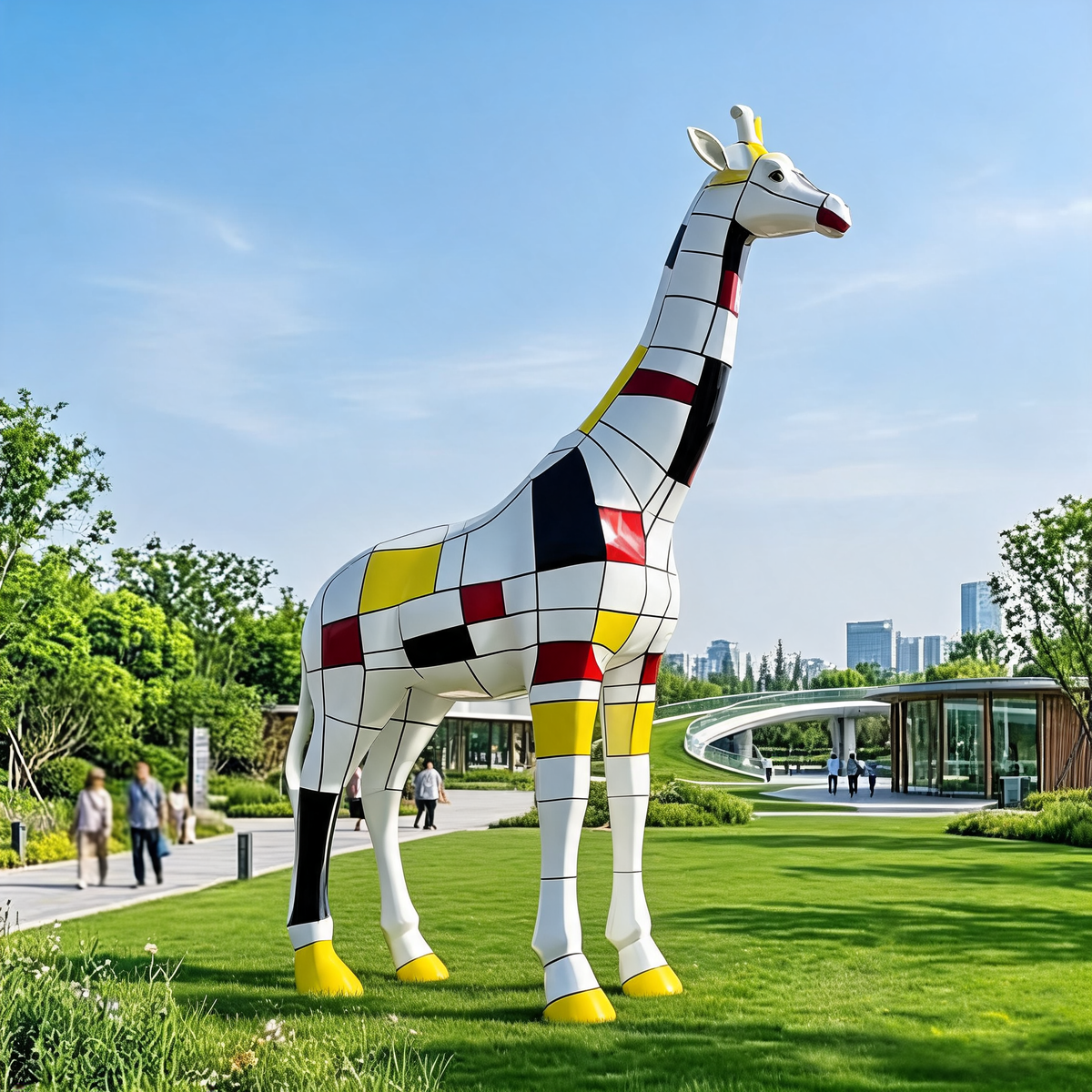 Life Size Resin Giraffe Statue Floor Sculpture