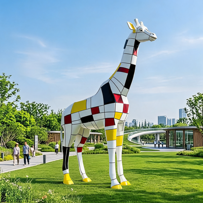 Life Size Resin Giraffe Statue Floor Sculpture
