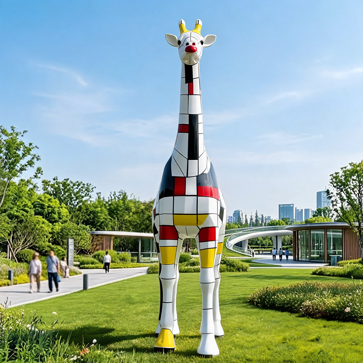 Life Size Resin Giraffe Statue Floor Sculpture