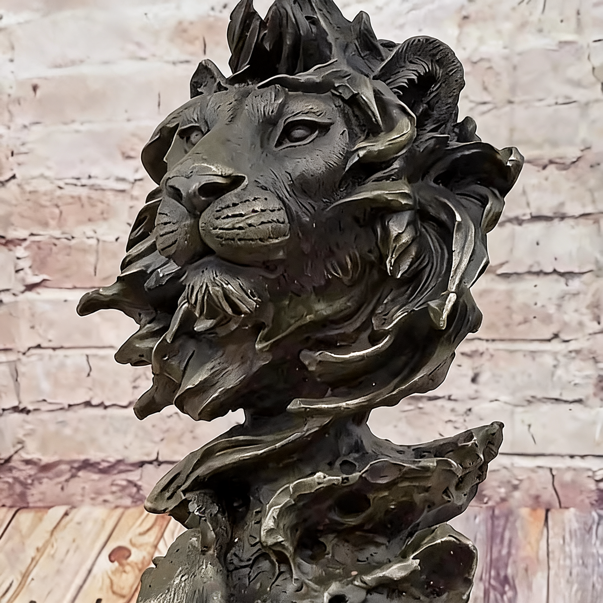 Cast Copper Sculpture Designed Male Lion Head Statue