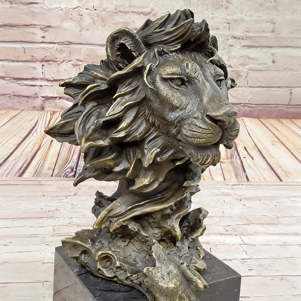 Cast Copper Sculpture Designed Male Lion Head Statue