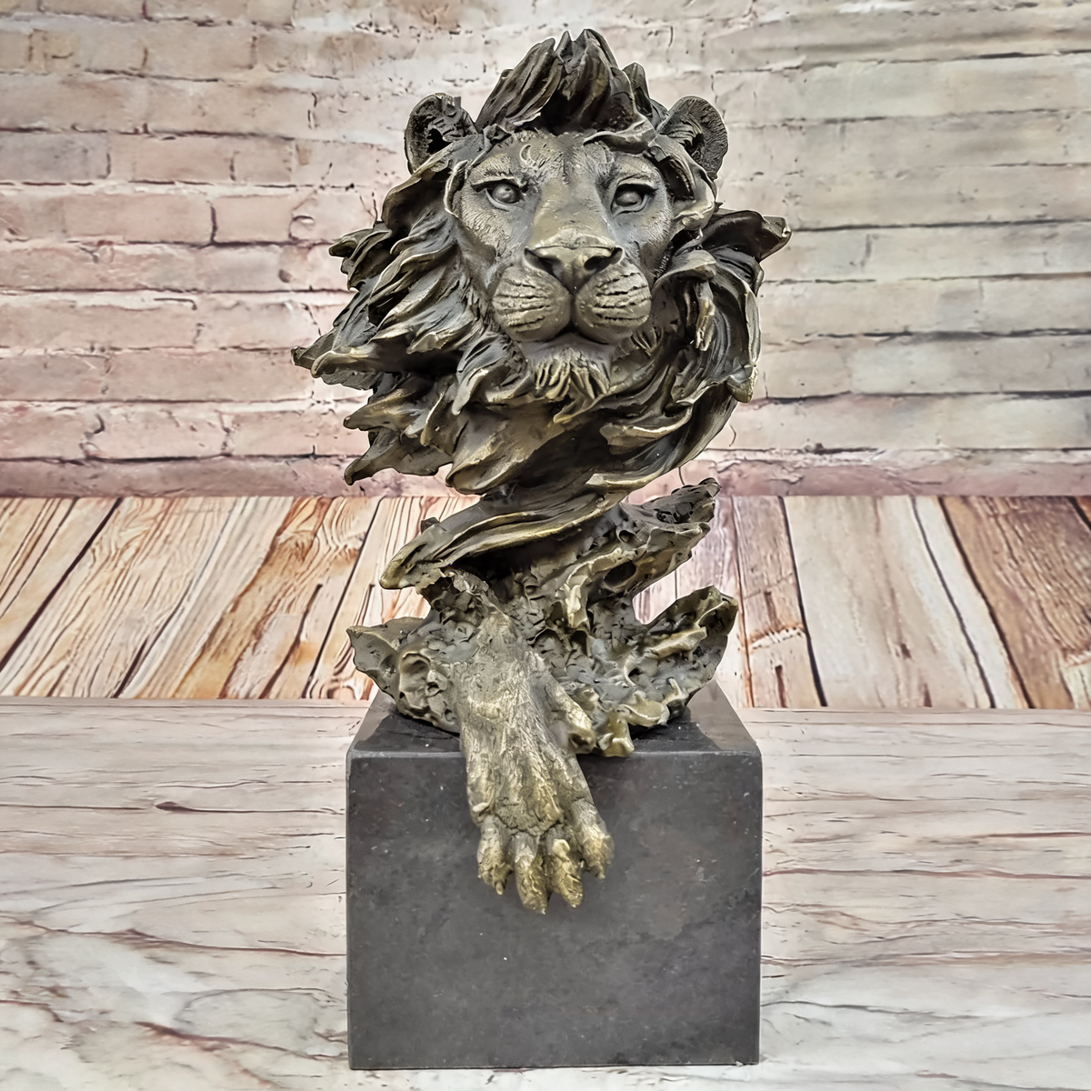 Cast Copper Sculpture Designed Male Lion Head Statue