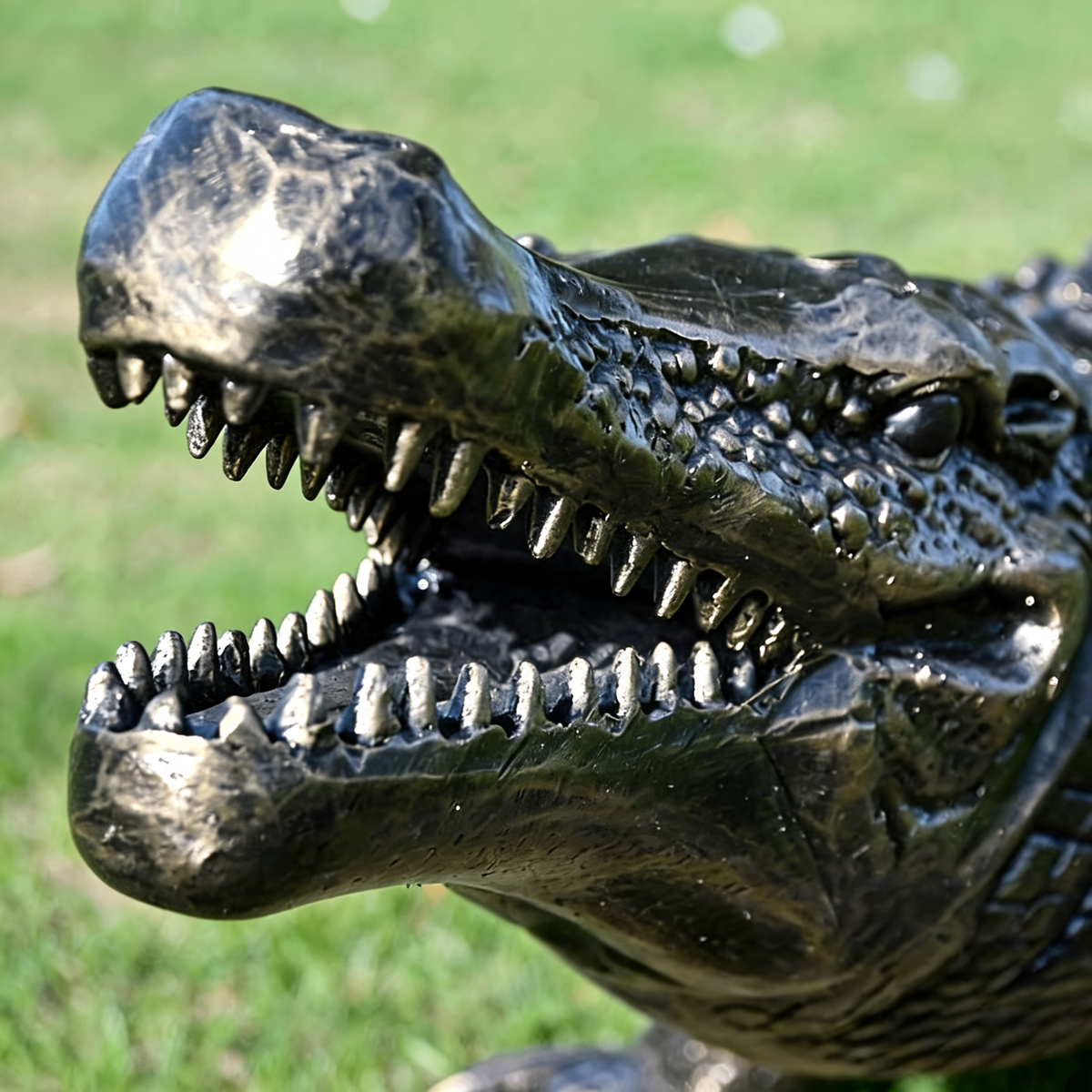 Life Size Crocodile Figurine Bronze Brass Animal Sculpture