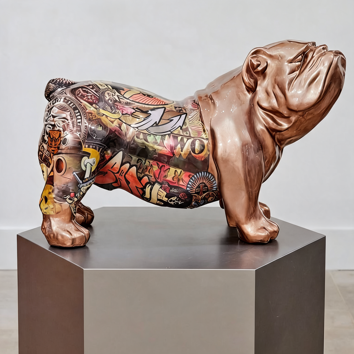 Resin Lifelike Abstract Art Bulldog Doodle Dog Sculpture