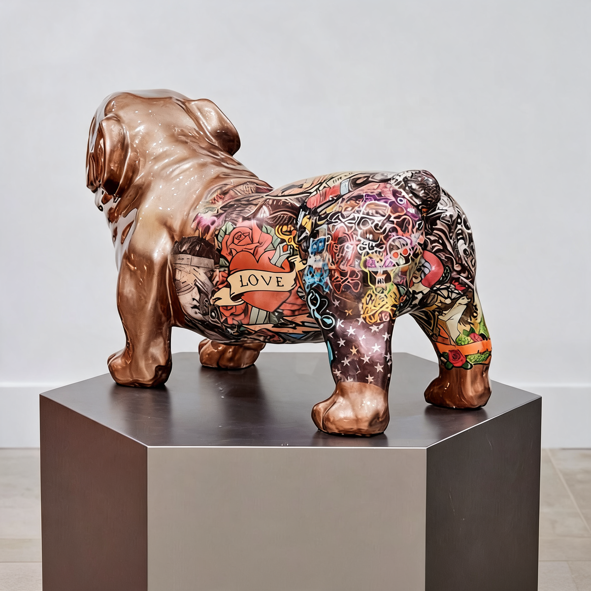 Resin Lifelike Abstract Art Bulldog Doodle Dog Sculpture