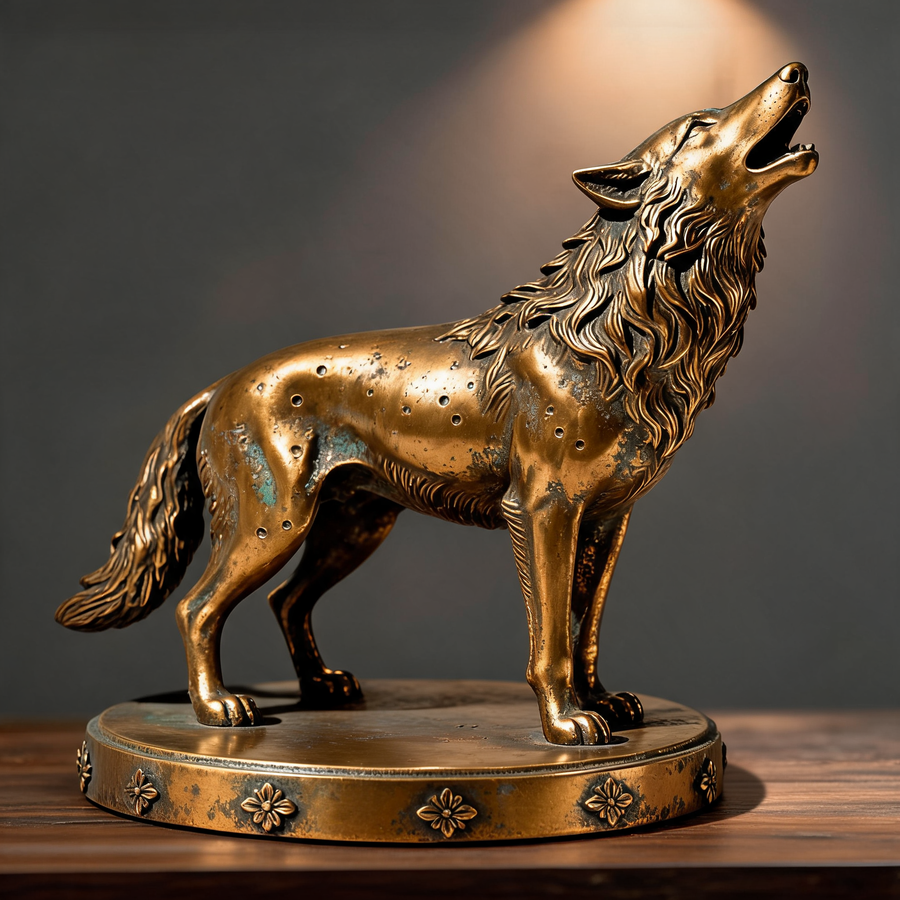Howling Wolf Resin Sculpture American Style Howling Wolf Resin