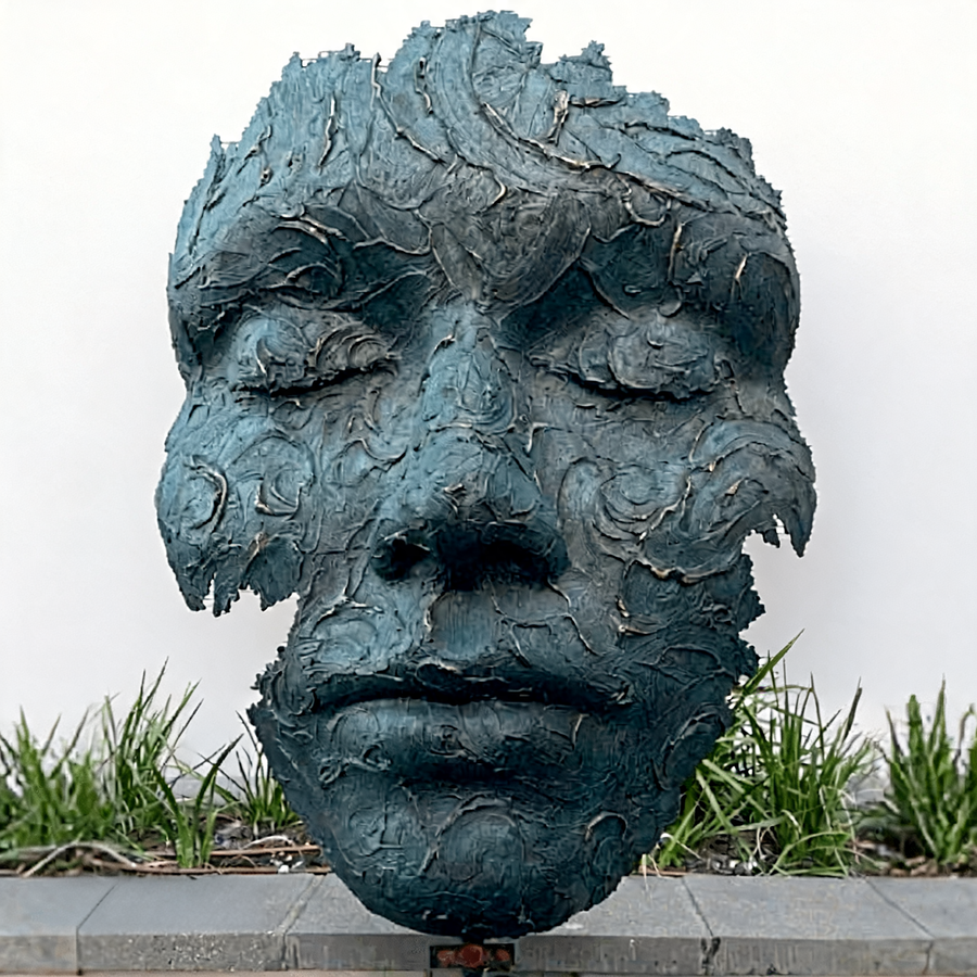 Large Bronze Abstract Female Facial Art Sculpture Statue