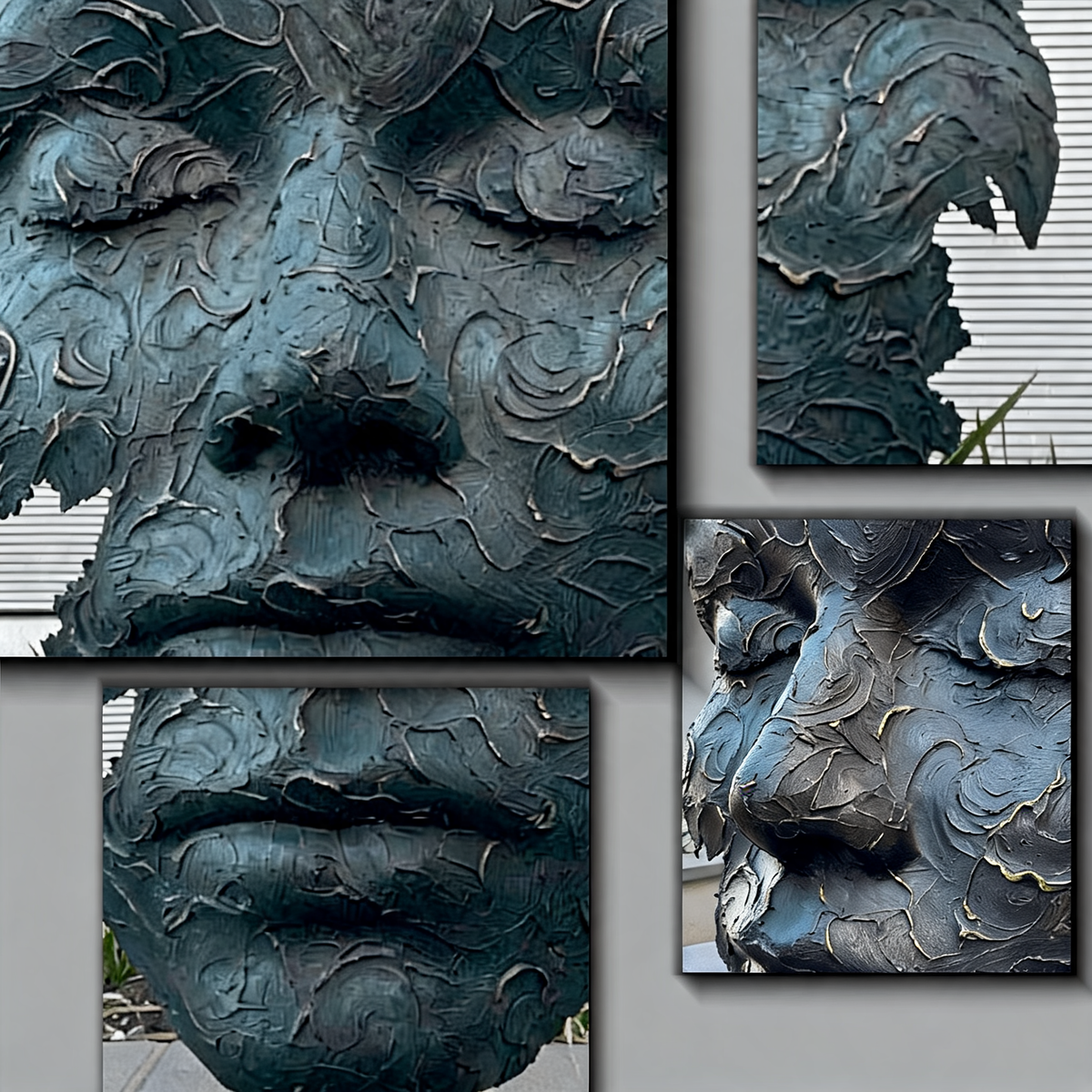 Large Bronze Abstract Female Facial Art Sculpture Statue