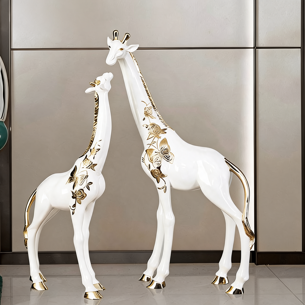 Animal Decoration Resin Giraffe Sculpture in Rose Gold