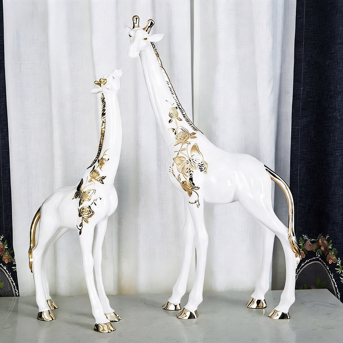 Animal Decoration Resin Giraffe Sculpture in Rose Gold