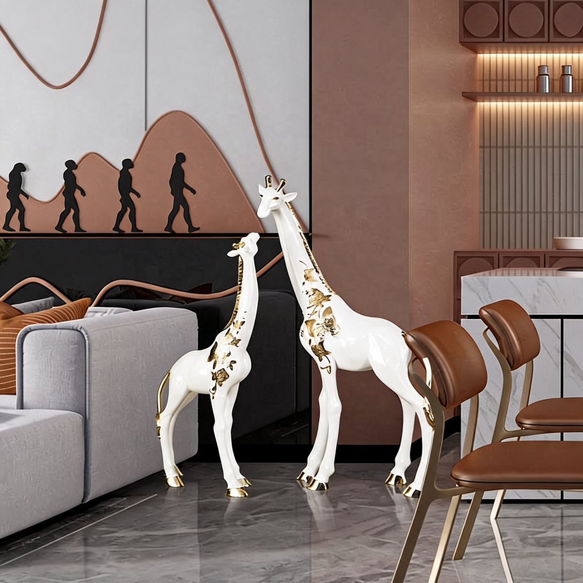 Animal Decoration Resin Giraffe Sculpture in Rose Gold