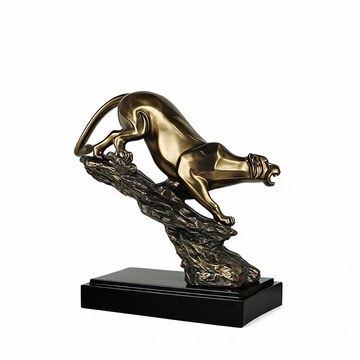 Copper Panther Animal Statue Metal Carved Figurine