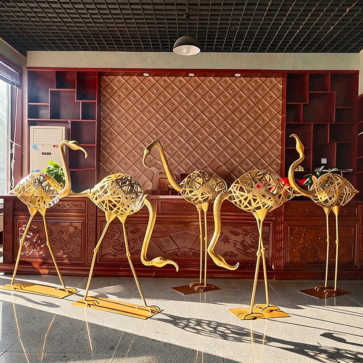Art Deco Flamingo Floor Sculpture in Cast Copper