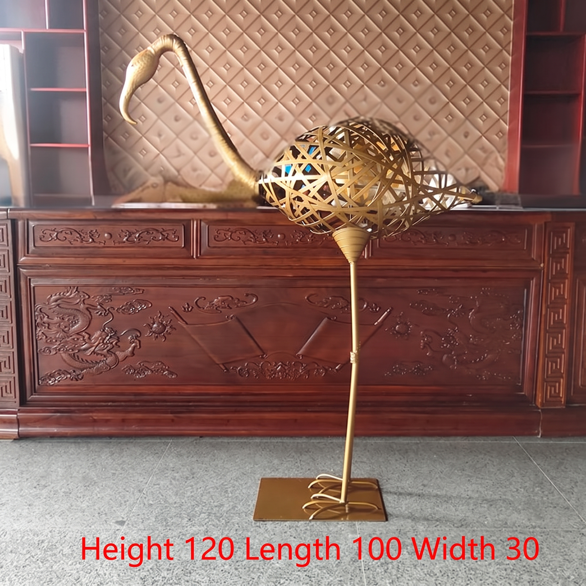 Art Deco Flamingo Floor Sculpture in Cast Copper