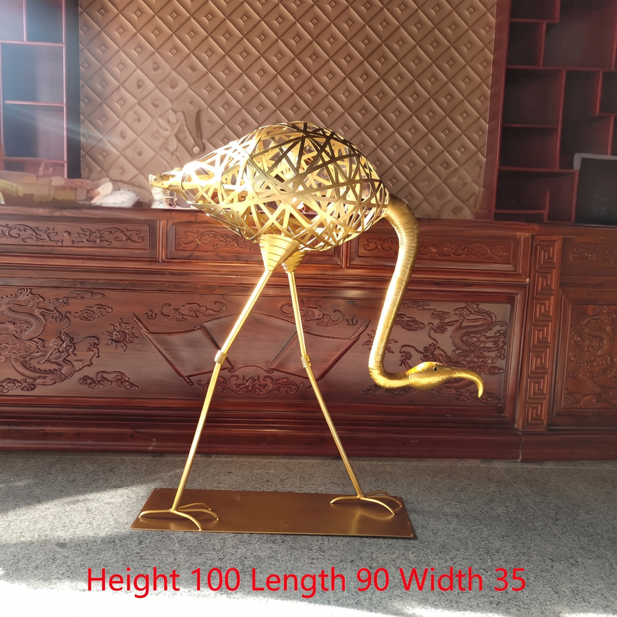 Art Deco Flamingo Floor Sculpture in Cast Copper