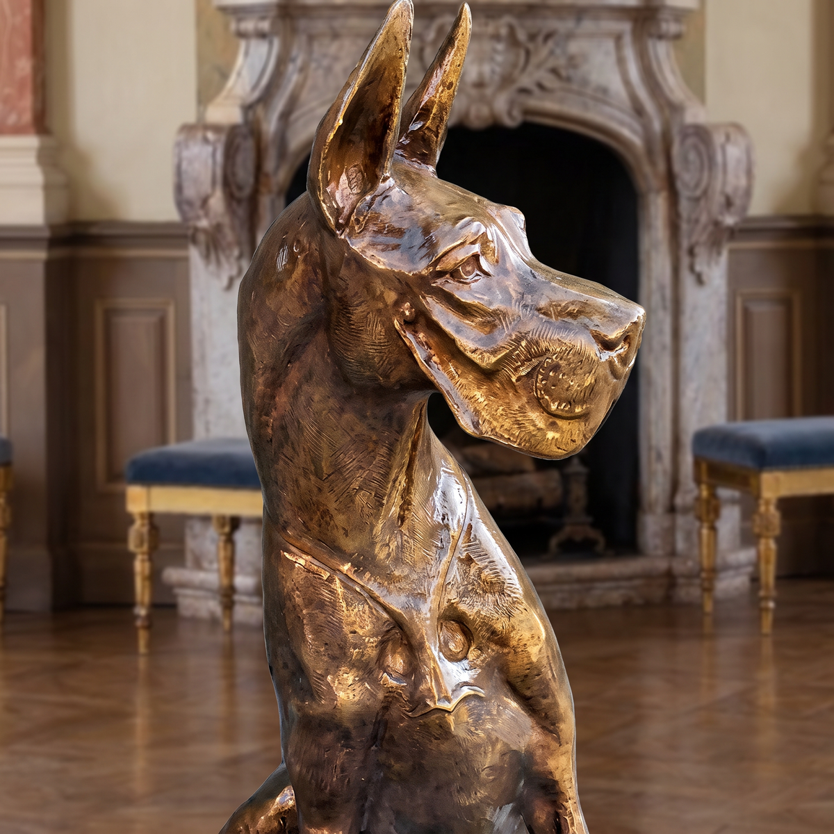 Sculpture Copper Cast Great Dane Dog Bronze Statue