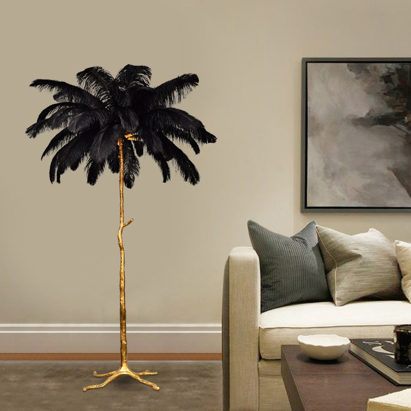 Hotel Floor Lamp Decorative Grey Ostrich Lucas Rattan Palm