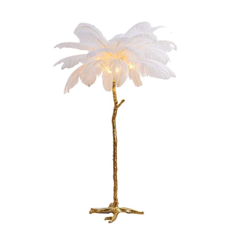 Hotel Floor Lamp Decorative Grey Ostrich Lucas Rattan Palm