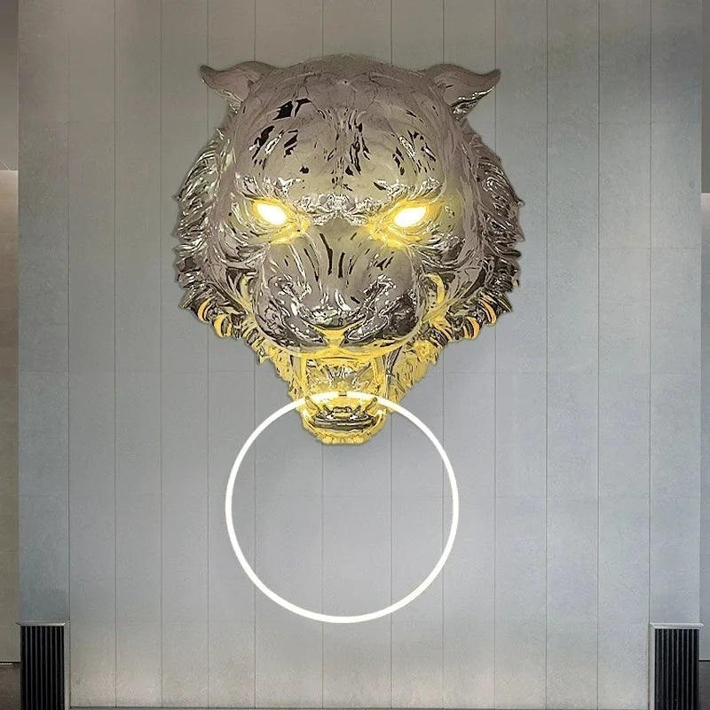 Illuminated Fiberglass Tiger Sculpture-Decorative Sculpture-OVERSCALE ART