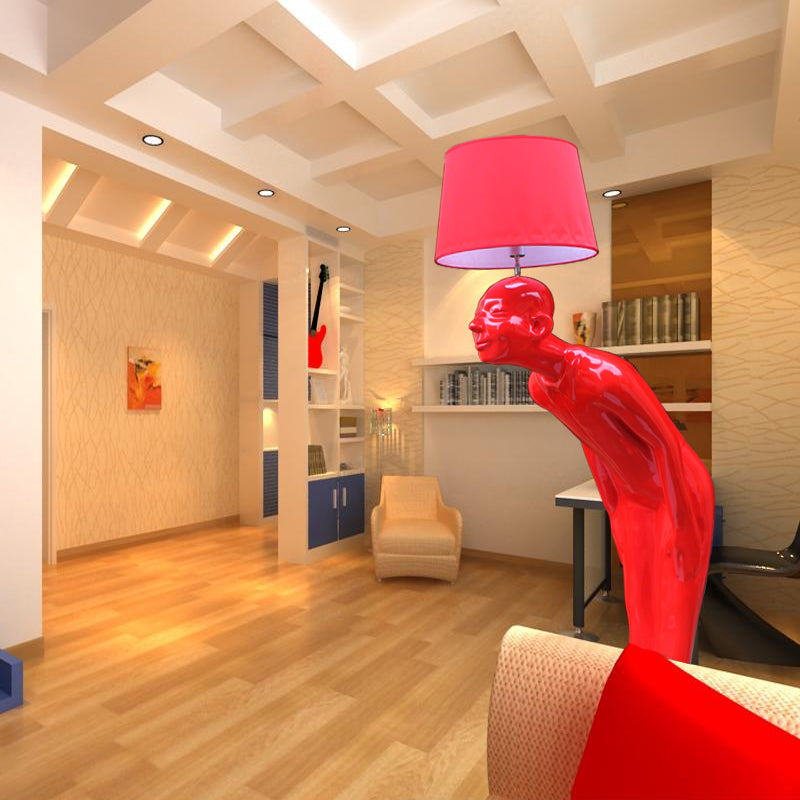 Landing Welcome Person Sculpture Made Fiberglass Floor Lamp