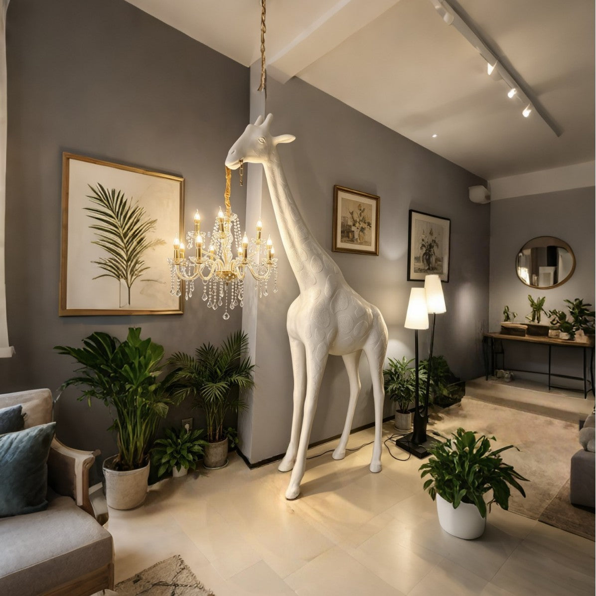 Large artistic Animal Ornament Floor Sculpture in Army Green