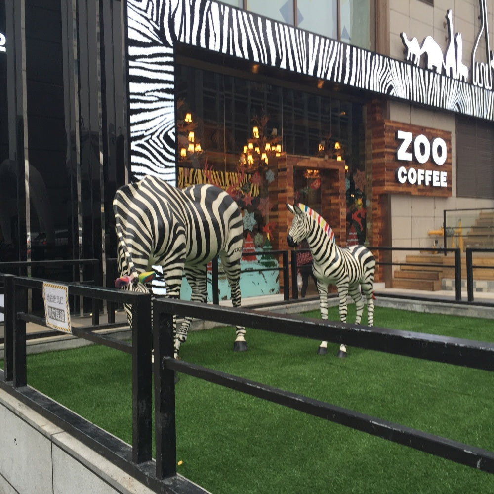 Large Colorful Zebra Garden Sculptures in Fiberglass Resin-OVERSCALE ART