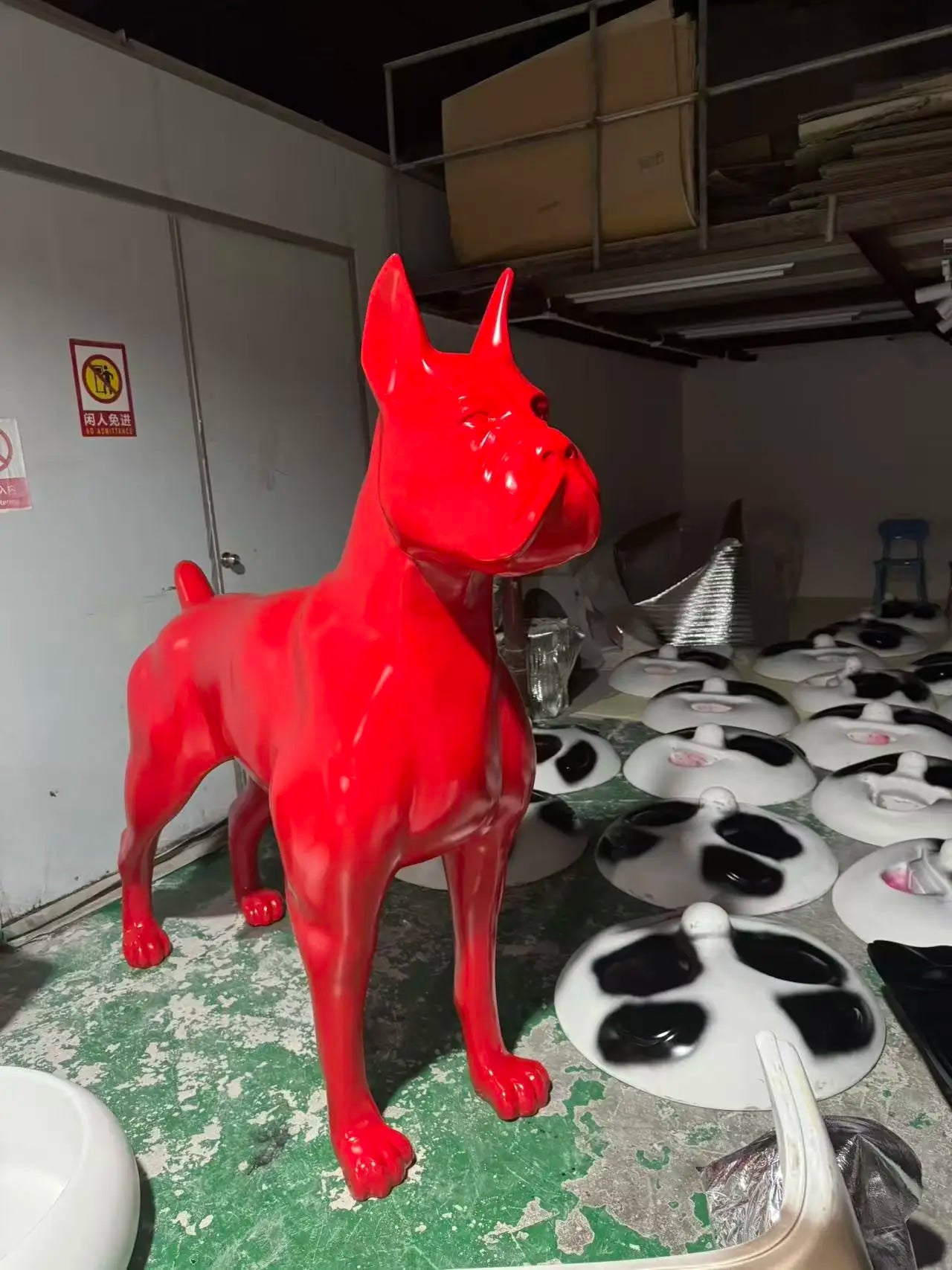 Large Painted Dog Artistic Sculpture Home Decor