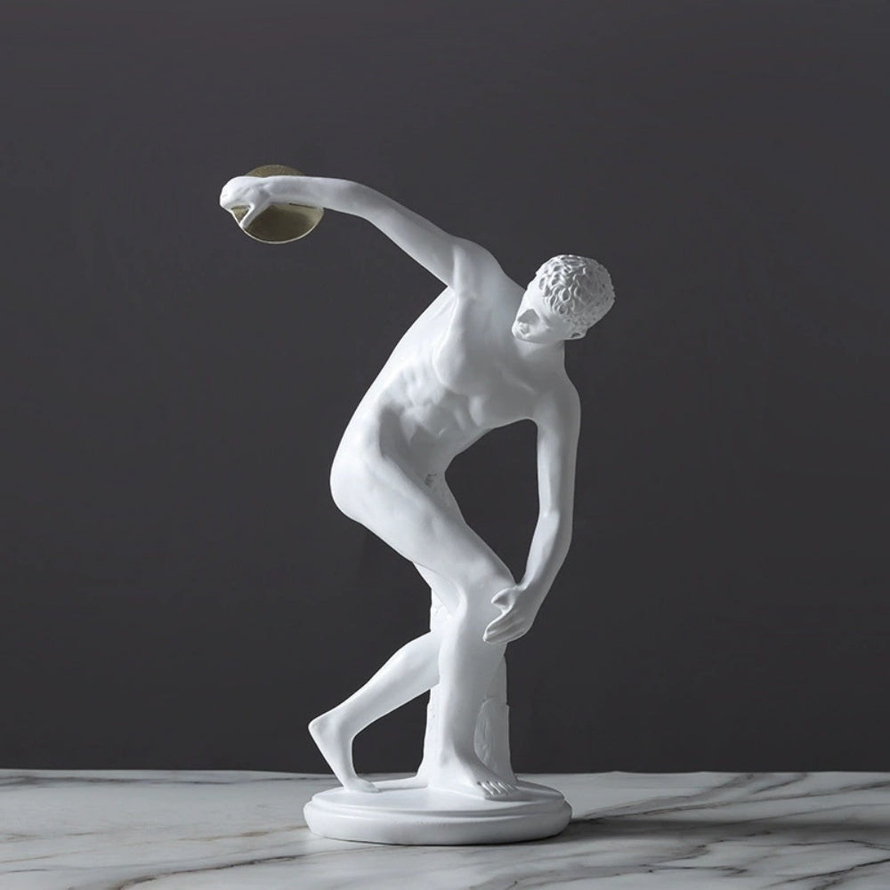 Life-Size Fiberglass Discobolus Figure Sculpture-Decorative Statue-OVERSCALE ART