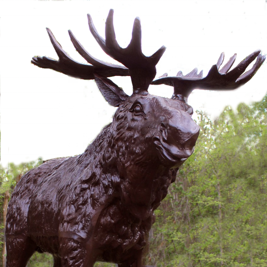 Life Size Moose Sculpture Made Bronze Finish Figure
