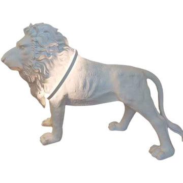 Lion Sculptural Floor Lamp in White Fiberglass