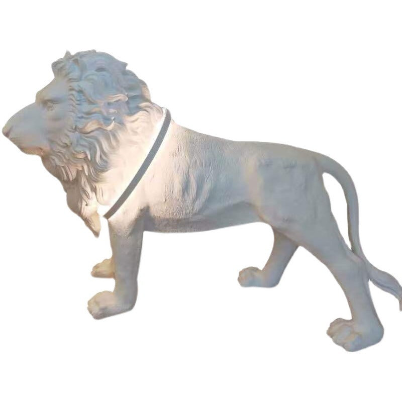 Lion Sculptural Floor Lamp in White Fiberglass