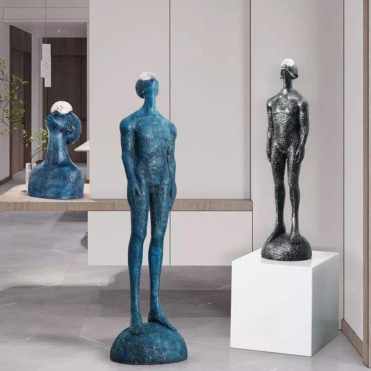 Luxury Abstract Figure Holding Ball Standing Hotel Floor Lamp