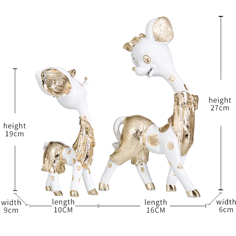Luxury Little Deer Statue Gold Resin Sika Deer Sculpture