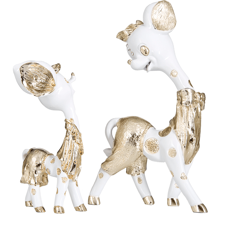 Luxury Little Deer Statue Gold Resin Sika Deer Sculpture