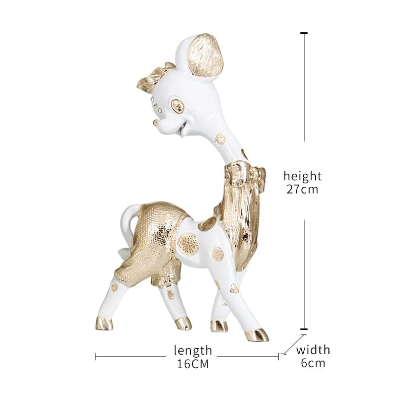 Luxury Little Deer Statue Gold Resin Sika Deer Sculpture