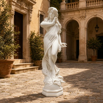 Luxury Marble Female Figure Sculpture Graceful Standing Maiden Art