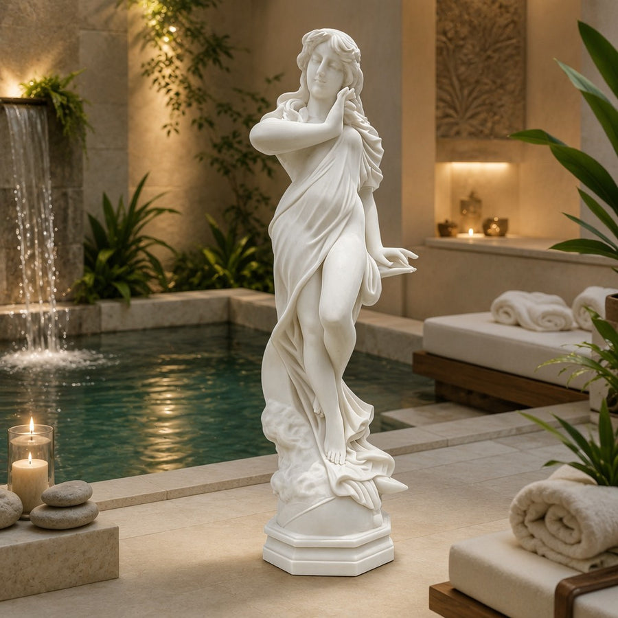 Luxury Marble Female Figure Sculpture Graceful Standing Maiden Art