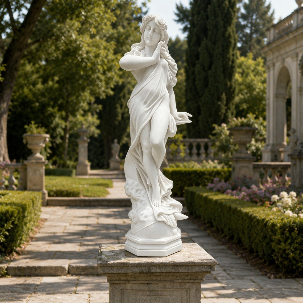 Luxury Marble Female Figure Sculpture Graceful Standing Maiden Art