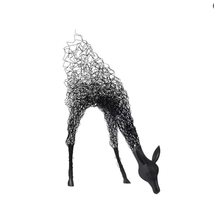 Metal Deer Sculpture Large Durable Modern Fiberglass Figure