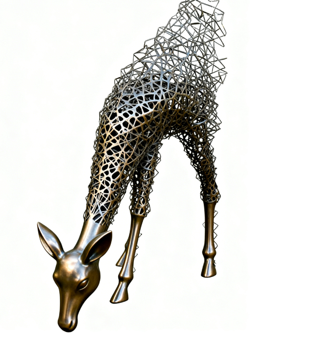 Metal Deer Sculpture Large Durable Modern Fiberglass Figure