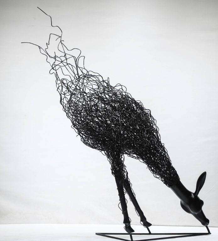 Metal Deer Sculpture Large Durable Modern Fiberglass Figure