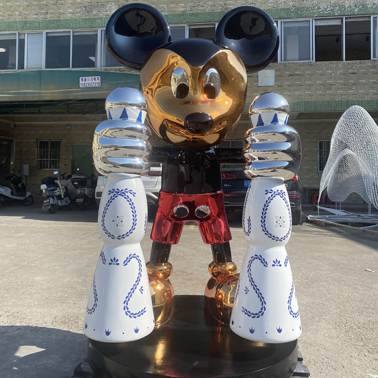 Mirror Finish Mouse Sculpture Tequila Bottle Fiberglass Model