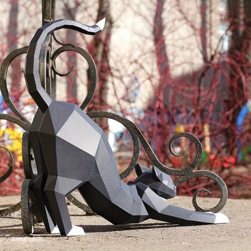 Modern Cat Garden Statue in Fiberglass for Indoor and Outdoor-OVERSCALE ART