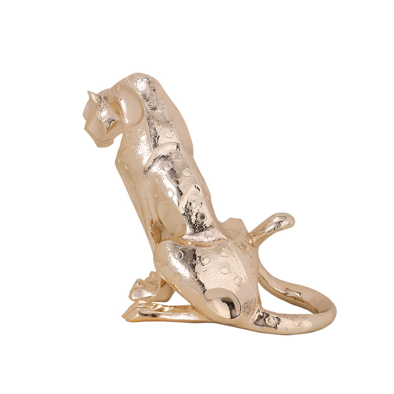 Modern Decoration Polyresin Material Lifelike Sitting Leopard Statue
