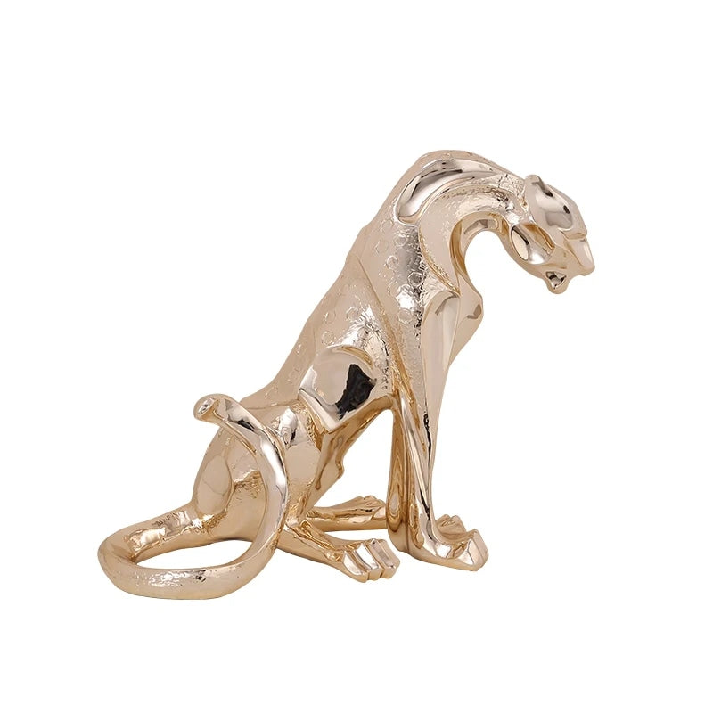 Modern Decoration Polyresin Material Lifelike Sitting Leopard Statue