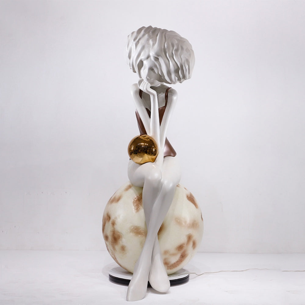 Modern Floor Standing Large Size Thinking Girl Art Sculpture-OVERSCALE ART