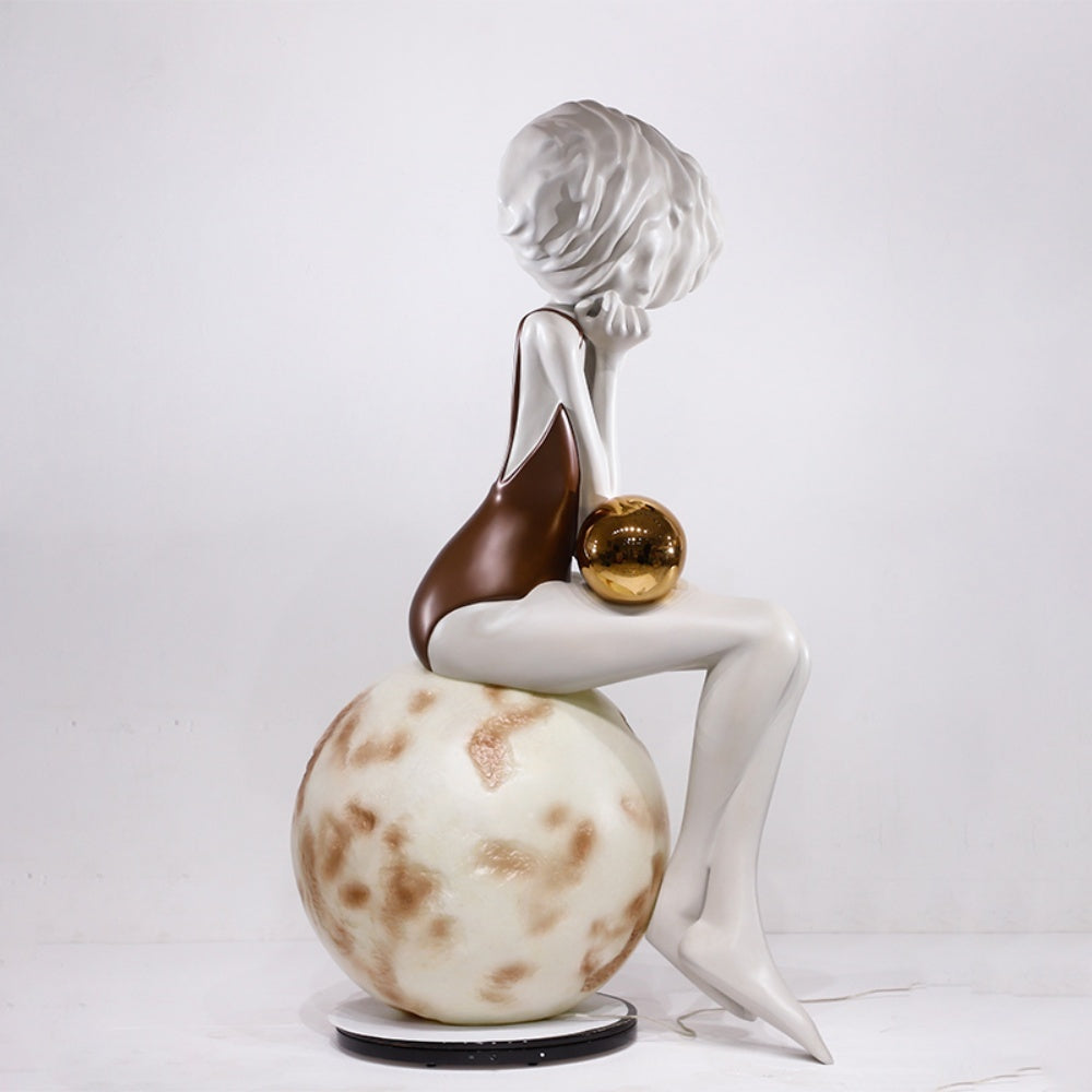 Modern Floor Standing Large Size Thinking Girl Art Sculpture-OVERSCALE ART