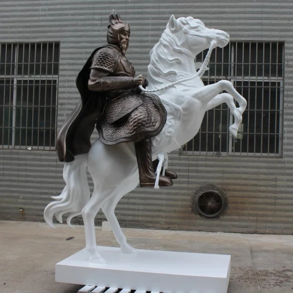 Modern Resin Knight on Horse Floor Sculpture