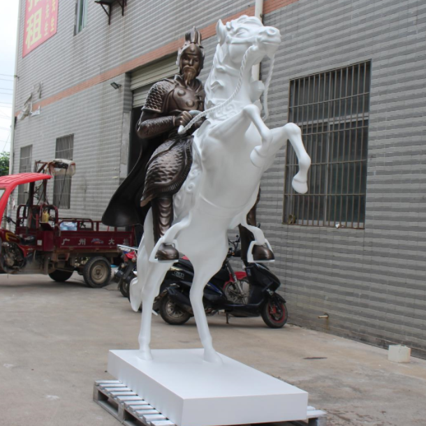 Modern Resin Knight on Horse Floor Sculpture