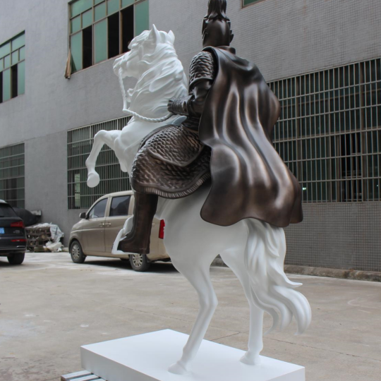 Modern Resin Knight on Horse Floor Sculpture